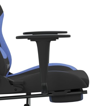vidaXL Καρέκλα Μασάζ Gaming Μαύρη/Μπλε Ύφασμα με Υποπόδιο 66x58x(120-130)cm 1 τεμ.