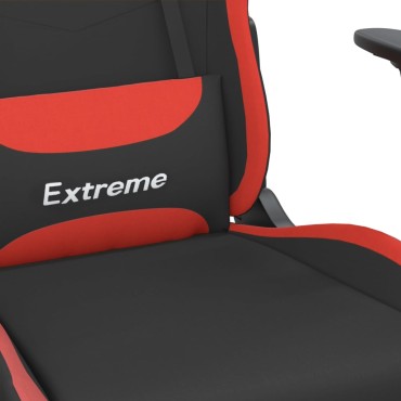 vidaXL Καρέκλα Μασάζ Gaming Μαύρο και Κόκκινη Ύφασμα με Υποπόδιο 66x58x(120-130)cm 1 τεμ.