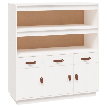 vidaXL Ντουλάπι Ψηλό Λευκό 100x40x108,5cm από Μασίφ Ξύλο Πεύκου 1 τεμ.