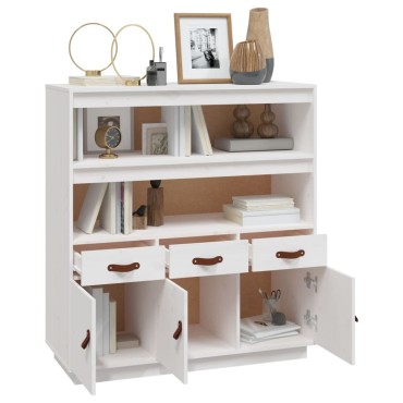 vidaXL Ντουλάπι Ψηλό Λευκό 100x40x108,5cm από Μασίφ Ξύλο Πεύκου 1 τεμ.