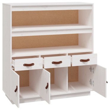 vidaXL Ντουλάπι Ψηλό Λευκό 100x40x108,5cm από Μασίφ Ξύλο Πεύκου 1 τεμ.