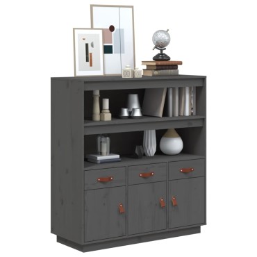 vidaXL Ντουλάπι Γκρι 100x40x108,5cm από Μασίφ Ξύλο Πεύκου 1 τεμ.