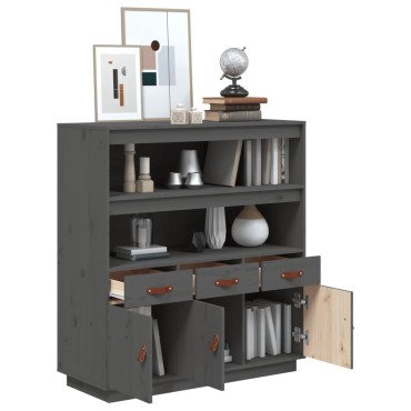 vidaXL Ντουλάπι Γκρι 100x40x108,5cm από Μασίφ Ξύλο Πεύκου 1 τεμ.