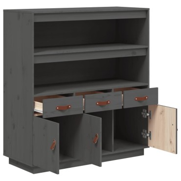 vidaXL Ντουλάπι Γκρι 100x40x108,5cm από Μασίφ Ξύλο Πεύκου 1 τεμ.