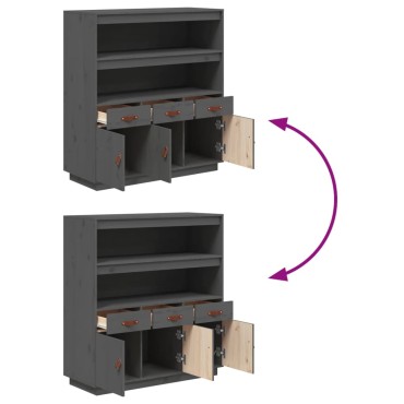 vidaXL Ντουλάπι Γκρι 100x40x108,5cm από Μασίφ Ξύλο Πεύκου 1 τεμ.
