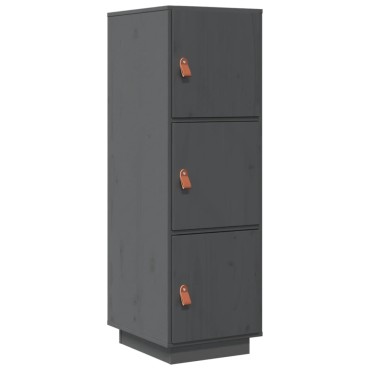 vidaXL Ντουλάπι Ψηλό Γκρι 34x40x108,5cm από Μασίφ Ξύλο Πεύκου 1 τεμ.