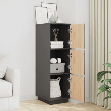 vidaXL Ντουλάπι Ψηλό Γκρι 34x40x108,5cm από Μασίφ Ξύλο Πεύκου 1 τεμ.