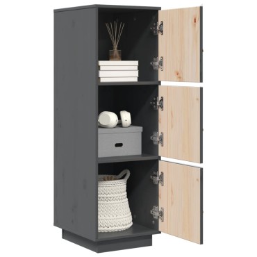 vidaXL Ντουλάπι Ψηλό Γκρι 34x40x108,5cm από Μασίφ Ξύλο Πεύκου 1 τεμ.