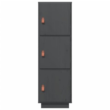 vidaXL Ντουλάπι Ψηλό Γκρι 34x40x108,5cm από Μασίφ Ξύλο Πεύκου 1 τεμ.