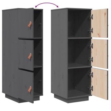 vidaXL Ντουλάπι Ψηλό Γκρι 34x40x108,5cm από Μασίφ Ξύλο Πεύκου 1 τεμ.