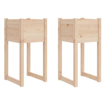 vidaXL Ζαρντινιέρες 2 τεμ. 40x40x81 εκ. από Μασίφ Ξύλο Πεύκου