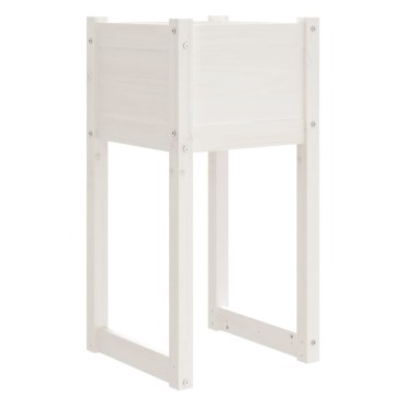 vidaXL Ζαρντινιέρα Λευκή 40 x 40 x 81 εκ. από Μασίφ Ξύλο Πεύκου