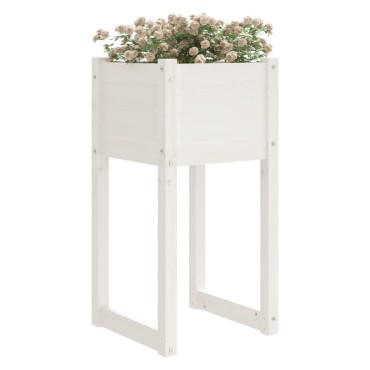vidaXL Ζαρντινιέρες 2 τεμ. Λευκές 40x40x81 εκ. από Μασίφ Ξύλο Πεύκου