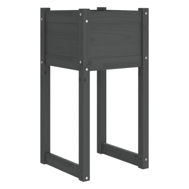 vidaXL Ζαρντινιέρες 2 τεμ. Γκρι 40x40x81 εκ. από Μασίφ Ξύλο Πεύκου