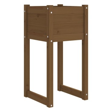 vidaXL Ζαρντινιέρα Καφέ Μελί 40x40x81 εκ. από Μασίφ Ξύλο Πεύκου