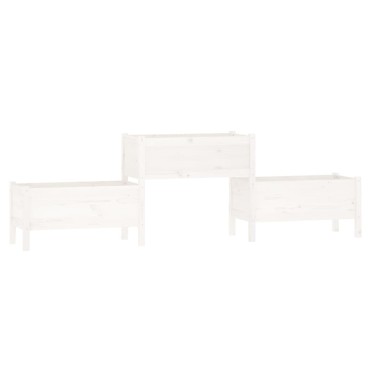 vidaXL Ζαρντινιέρα Λευκή 245,5x44x75 εκ. από Μασίφ Ξύλο Πεύκου