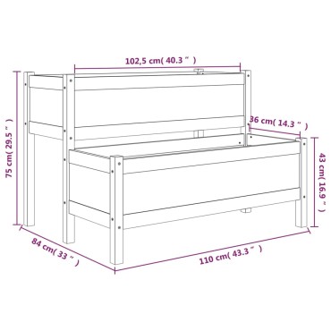 vidaXL Ζαρντινιέρα Λευκό 110x84x75 εκ. από Μασίφ Ξύλο Πεύκου