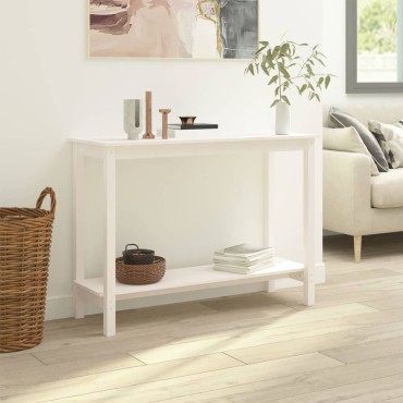 vidaXL Τραπέζι Κονσόλα Λευκό 110x40x80cm από Μασίφ Ξύλο Πεύκου 1 τεμ.