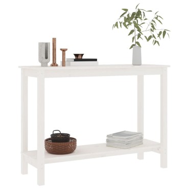 vidaXL Τραπέζι Κονσόλα Λευκό 110x40x80cm από Μασίφ Ξύλο Πεύκου 1 τεμ.