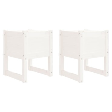 vidaXL Ζαρντινιέρες 2 τεμ. Λευκές 40x40x52,5 εκ. από Μασίφ Ξύλο Πεύκου