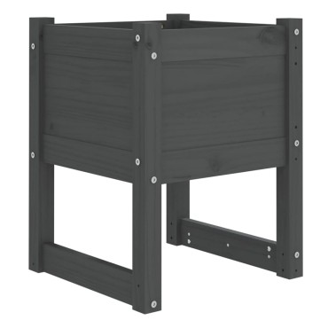 vidaXL Ζαρντινιέρες 2 τεμ. Γκρι 40x40x52,5 εκ. από Μασίφ Ξύλο Πεύκου