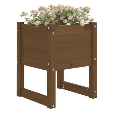vidaXL Ζαρντινιέρα Καφέ Μελί 40 x 40 x 52,5 εκ. από Μασίφ Ξύλο Πεύκου