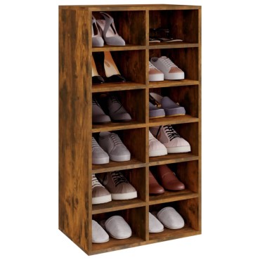 vidaXL Παπουτσοθήκη Καπνιστή Δρυς 54x34x100,5cm Επεξεργασμένο Ξύλο