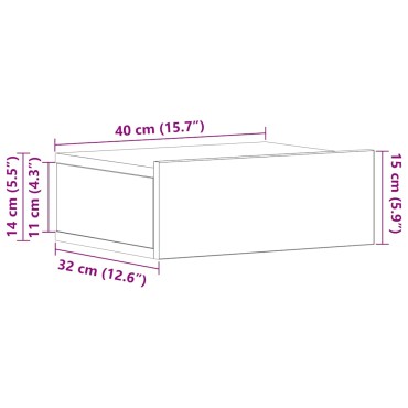 vidaXL Κομοδίνο Κρεμαστό Καπνιστή Δρυς 40x30x15cm Επεξεργ. Ξύλο 1 τεμ.