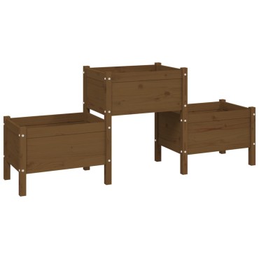 vidaXL Ζαρντινιέρα Καφέ Μελί 178,5 x 44 x 75 εκ. από Μασίφ Ξύλο Πεύκου