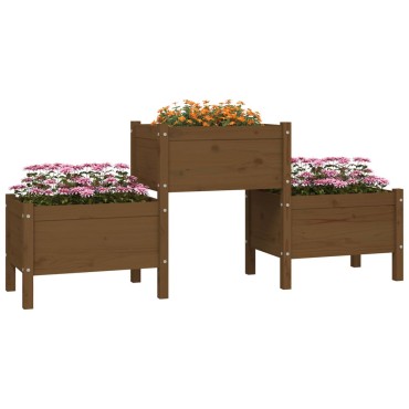 vidaXL Ζαρντινιέρα Καφέ Μελί 178,5 x 44 x 75 εκ. από Μασίφ Ξύλο Πεύκου