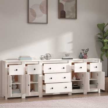 vidaXL Ντουλάπι Λευκό 230x35x80cm από Μασίφ Ξύλο Πεύκου 1 τεμ.