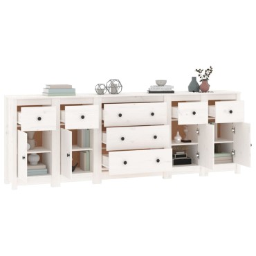 vidaXL Ντουλάπι Λευκό 230x35x80cm από Μασίφ Ξύλο Πεύκου 1 τεμ.