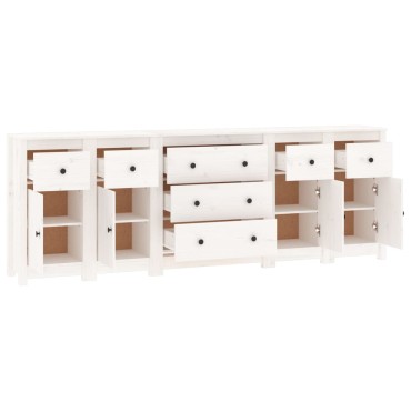 vidaXL Ντουλάπι Λευκό 230x35x80cm από Μασίφ Ξύλο Πεύκου 1 τεμ.