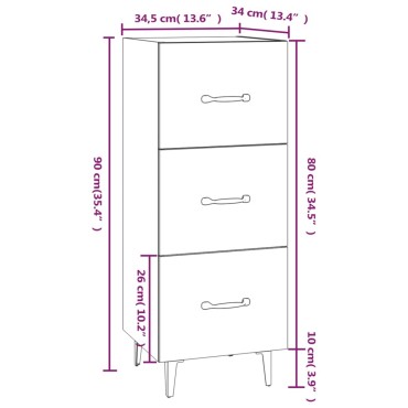 vidaXL Ντουλάπι Μαύρο 34,5x34x90cm από Επεξεργασμένο Ξύλο 1 τεμ.