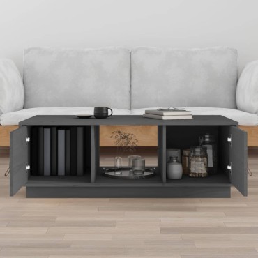 vidaXL Τραπεζάκι Σαλονιού Γκρι 100x50x35cm από Μασίφ Ξύλο Πεύκου 1 τεμ.