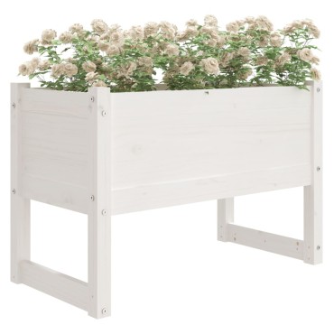 vidaXL Ζαρντινιέρα Λευκή 78 x 40 x 52 εκ. από Μασίφ Ξύλο Πεύκου