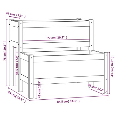 vidaXL Ζαρντινιέρα Καφέ Μελί 84,5 x 84 x 75 εκ. από Μασίφ Ξύλο Πεύκου