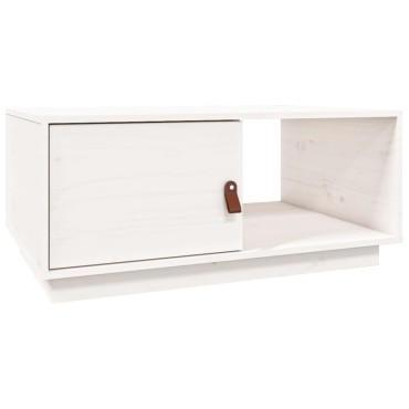 vidaXL Τραπεζάκι Σαλονιού Λευκό 80x50x35,5cm από Μασίφ Ξύλο Πεύκου 1 τεμ.