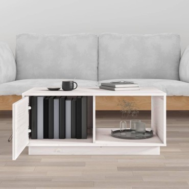 vidaXL Τραπεζάκι Σαλονιού Λευκό 80x50x35,5cm από Μασίφ Ξύλο Πεύκου 1 τεμ.