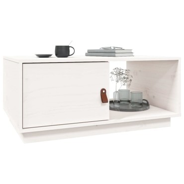 vidaXL Τραπεζάκι Σαλονιού Λευκό 80x50x35,5cm από Μασίφ Ξύλο Πεύκου 1 τεμ.