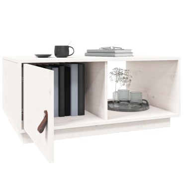 vidaXL Τραπεζάκι Σαλονιού Λευκό 80x50x35,5cm από Μασίφ Ξύλο Πεύκου 1 τεμ.