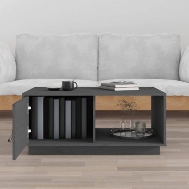 vidaXL Τραπεζάκι Σαλονιού Γκρι 80x50x35,5cm από Μασίφ Ξύλο Πεύκου 1 τεμ.
