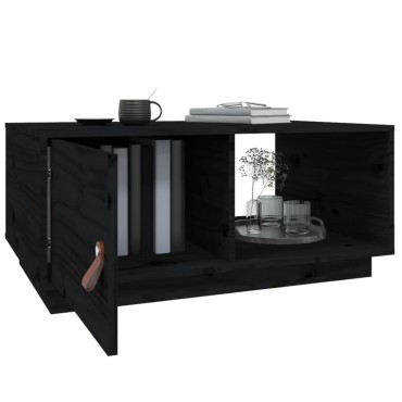 vidaXL Τραπεζάκι Σαλονιού Μαύρο 80x50x35,5cm από Μασίφ Ξύλο Πεύκου 1 τεμ.