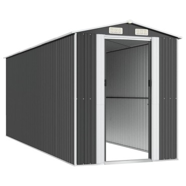 vidaXL Αποθήκη Κήπου Ανθρακί 192x523x223 εκ. Γαλβανισμένο Ατσάλι