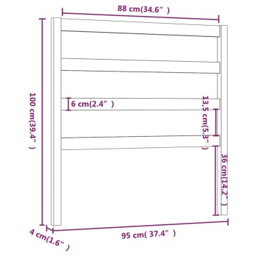 vidaXL Κεφαλάρι Κρεβατιού Γκρι 95x4x100cm από Μασίφ Ξύλο Πεύκου 1 τεμ.