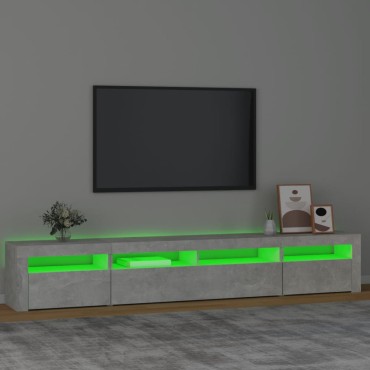 vidaXL Έπιπλο Τηλεόρασης με LED Γκρι Σκυροδέματος 240x35x40cm