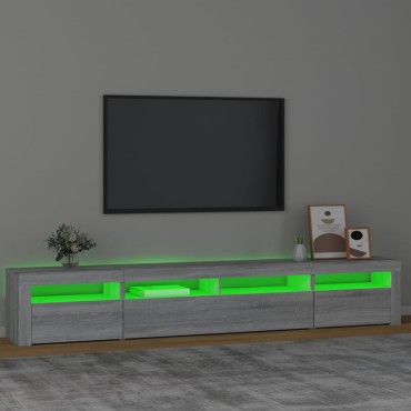 vidaXL Έπιπλο Τηλεόρασης με LED Γκρι Sonoma 240x35x40cm