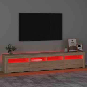 vidaXL Έπιπλο Τηλεόρασης με LED Sonoma Δρυς 210x35x40cm