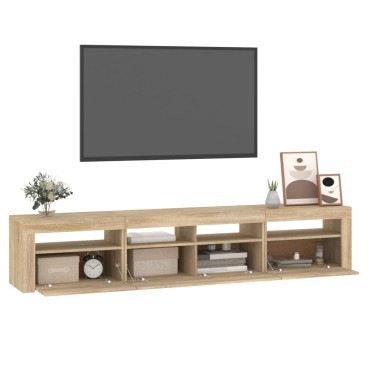 vidaXL Έπιπλο Τηλεόρασης με LED Sonoma Δρυς 210x35x40cm