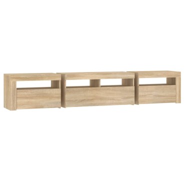 vidaXL Έπιπλο Τηλεόρασης με LED Sonoma Δρυς 210x35x40cm